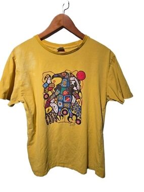 🎨 Native Indigenous Art Graphic T-Shirt Mustard Yellow – Colourful Art Tee